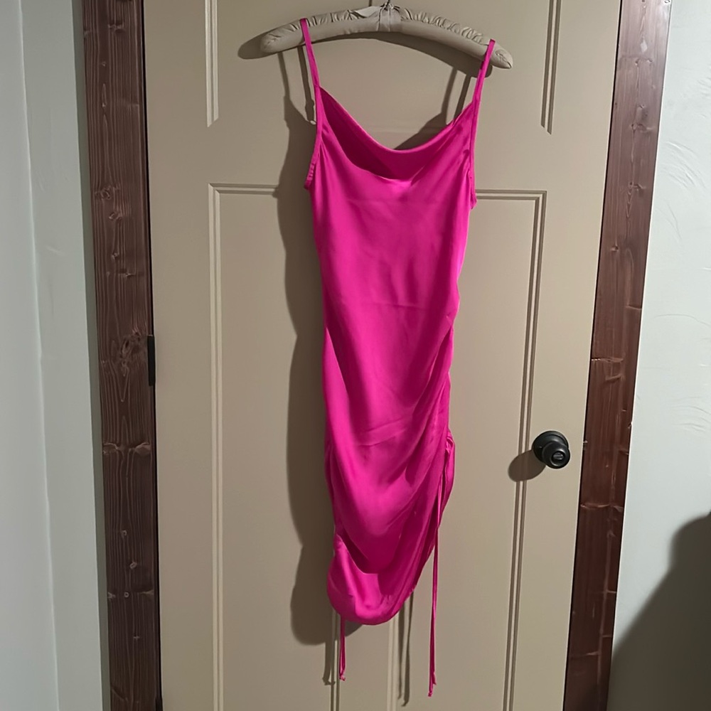 1. State cowl neck ruched dress